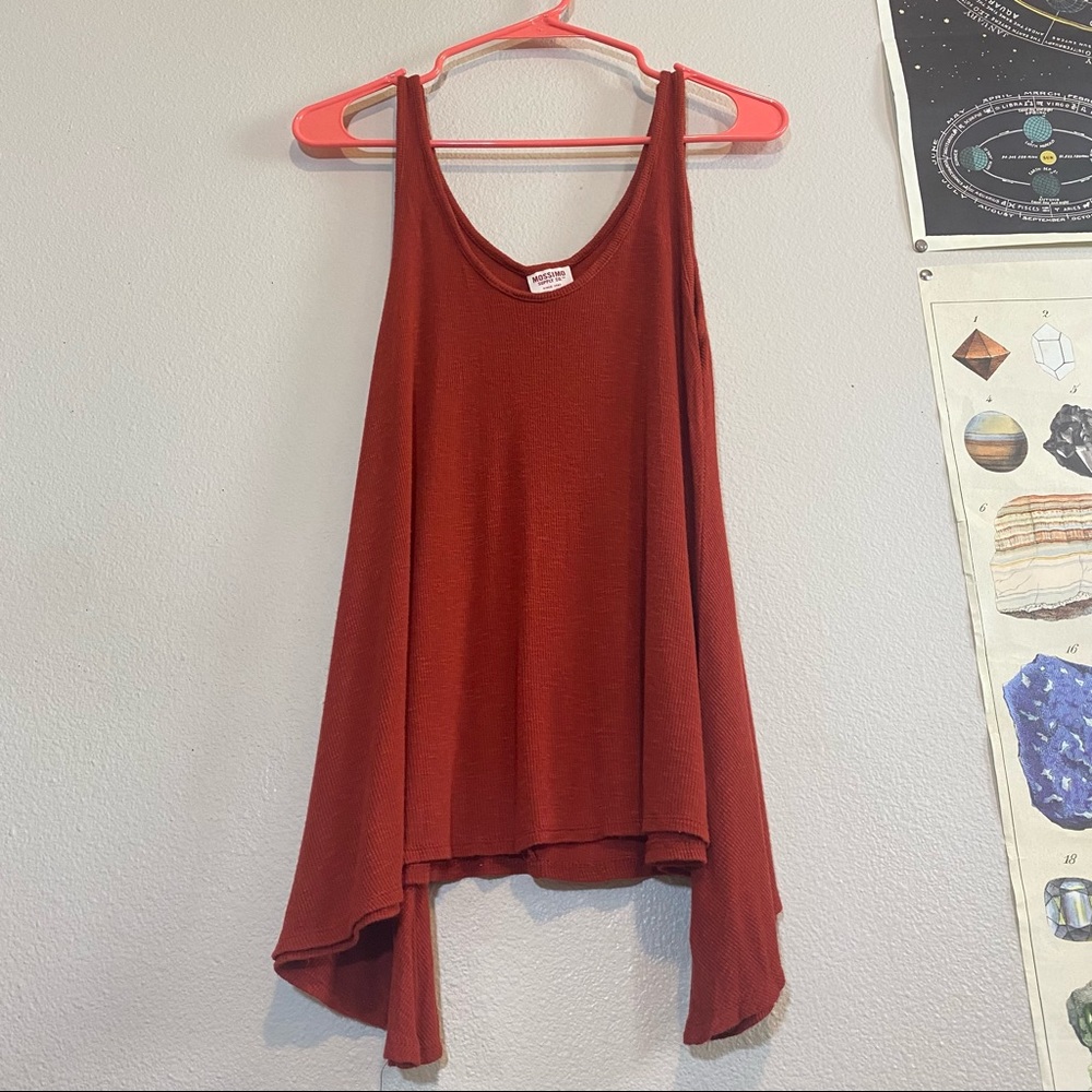Rusty Heathered Red Flowy Ribbed Tank Top